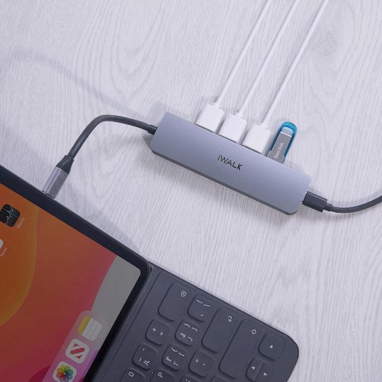 Thiết bị mở rộng USB type-C sang HDMI- iWALK ADH003 All-in-One - Với 1 cổng HDMI 4K, 3 USB-A 3.0, 1 SD, 1 Mirco SD/TF và 1 Type-C PD 3.0 - Dành cho MacBook Pro, iPad Pro, hoặc thiết bị cổng Type-C-Hàng chính hãng