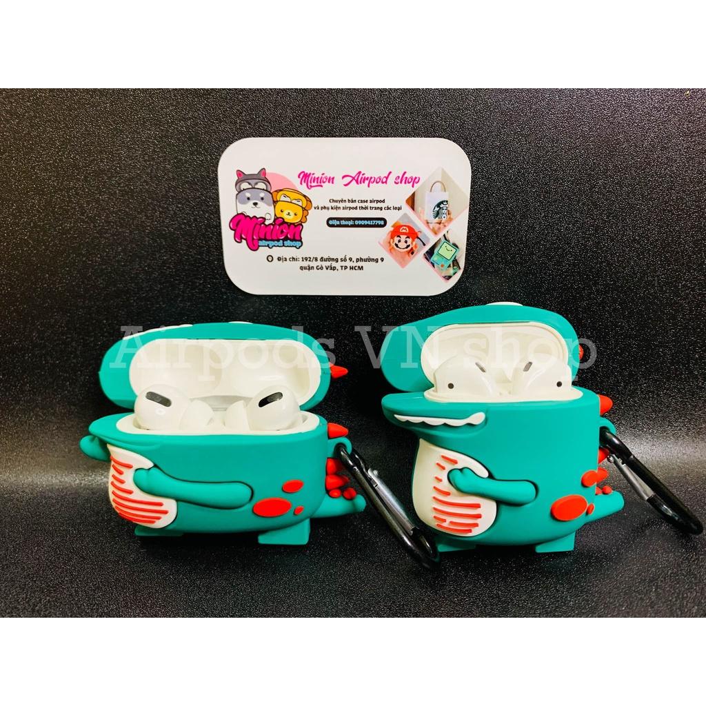 Bao Case Ốp dành cho Airpods 1/2 & Airpods Pro khủng long xanh đỏ silicon 3D