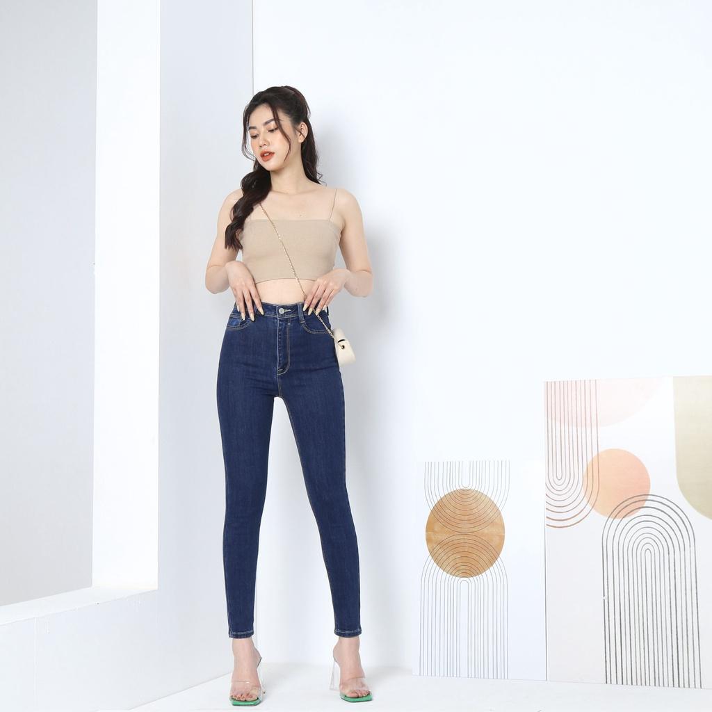 Quần Jean Nữ skinny ôm vintage lưng cao cạp cao co giãn CT JEANS