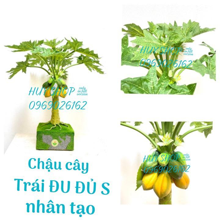 Chậu cây Trái ĐU ĐỦ Nhí Vuông để bàn (32cm) nhân tạo trang trí nhà cửa