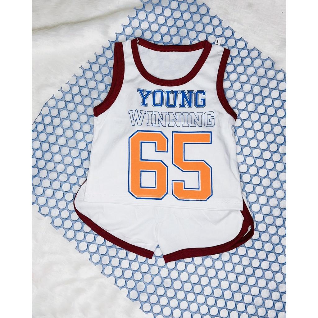 Bộ cotton bé trai bóng rổ quần áo 3 lỗ trẻ em fom rộng từ 1 - 5 tuổi 8 đến 18kg