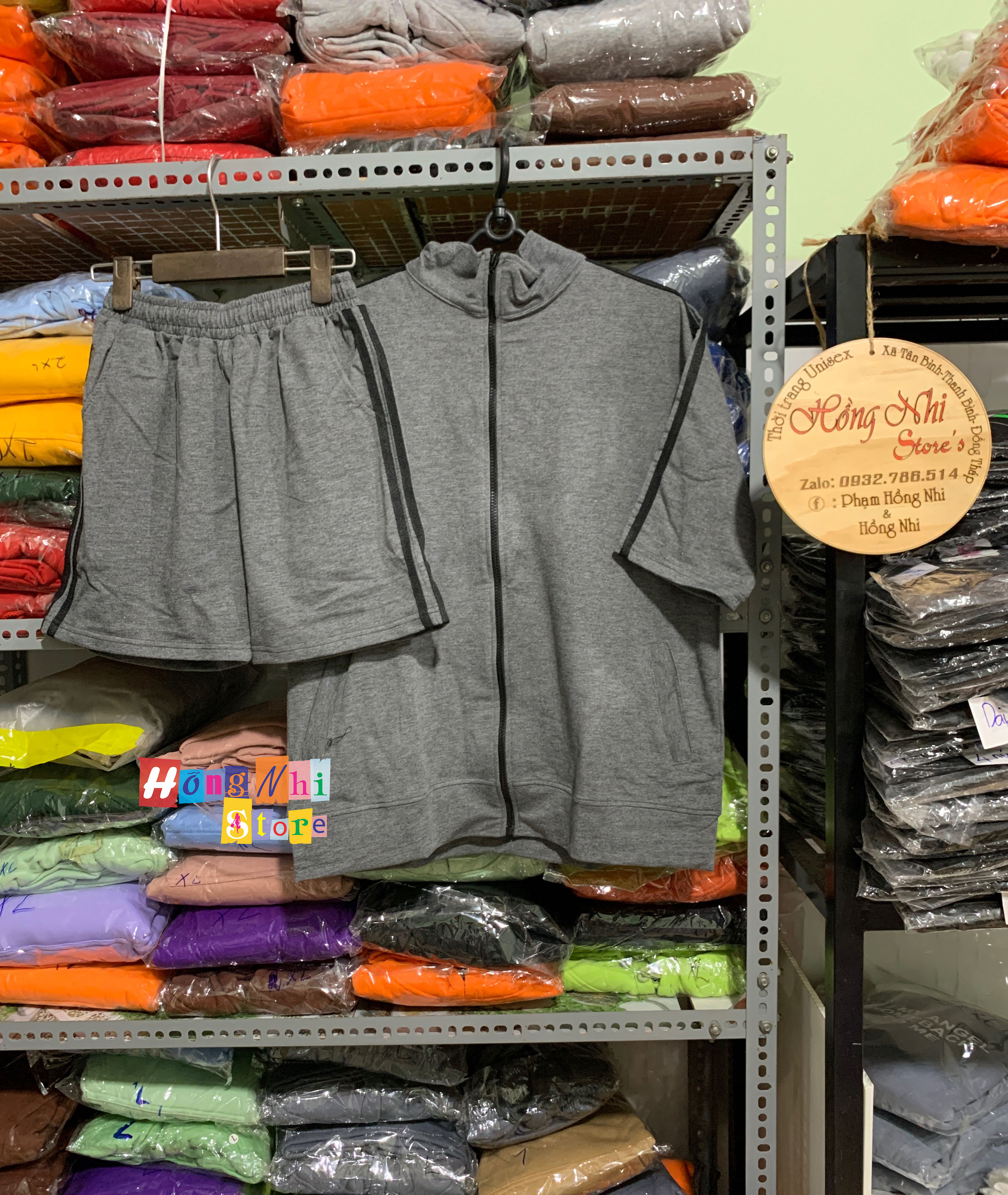 Set Bộ Thể Thao Oversize Ulzzang Unisex Áo Khoác Tay Ngắn Quần Short Màu Xám Cao Cấp - MM