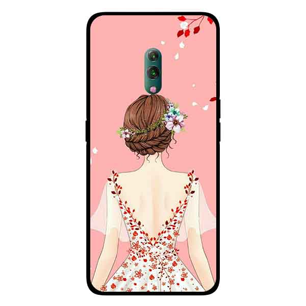 Ốp Lưng in cho Oppo K3 Mẫu Cô Gái Váy Hồng Nền Hồng - Hàng Chính Hãng