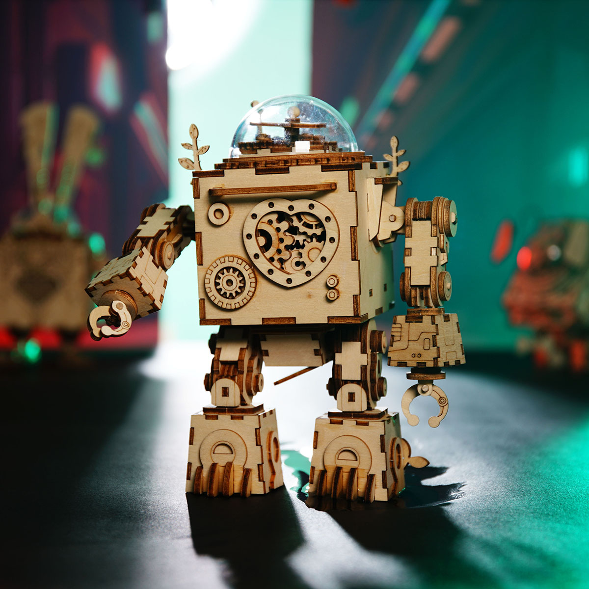 Đồ chơi lắp ráp gỗ 3D Mô hình Hộp nhạc Robot tình yêu AM601 Orpheus Music Box