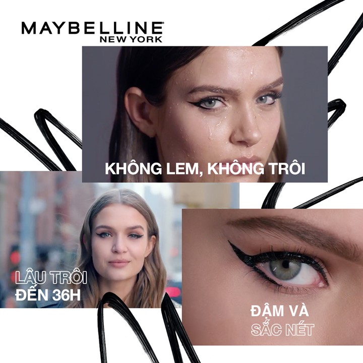 [Bộ trang điểm] Bút kẻ mắt nước Lâu Trôi 36H Line Tatoo High Impact Line + Mascara Uốn Mi, Nâng Mi Falsies Lash Lift Maybelline New York