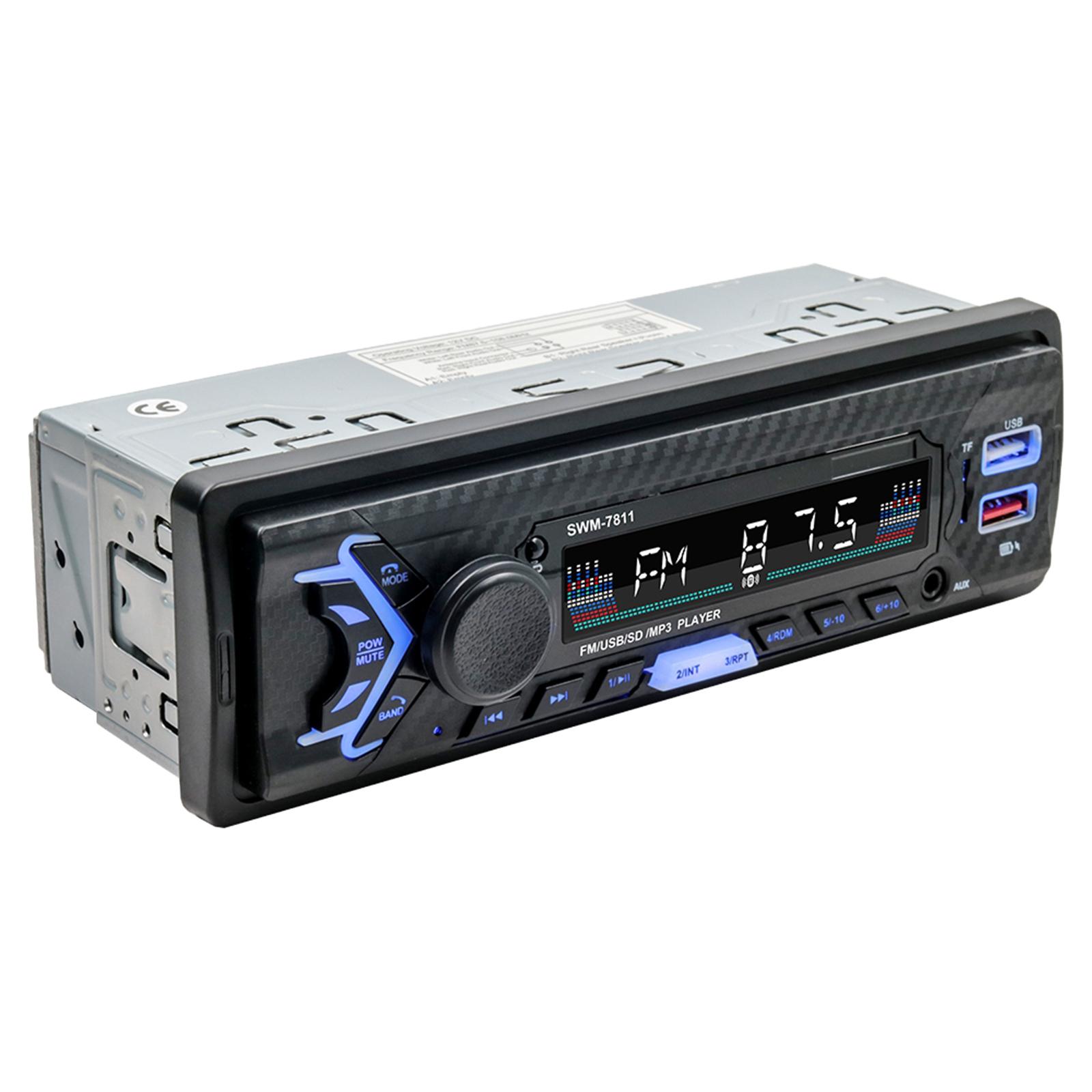 Car 12V Bluetooth 5.0 USB MP3 Player Receiver Single Din with Remote Control, Built-in Microphone