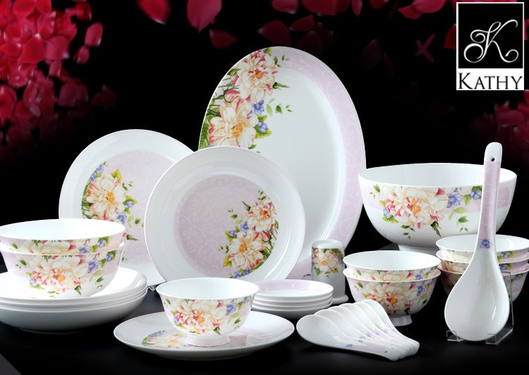 Bộ bát sứ xương cao cấp 28 món hoa hồng CERAFLORAL 2183