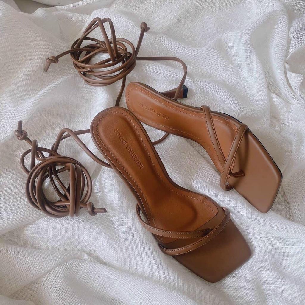 Giày Sandal cao gót 7p nữ CHIẾN BINH DÂY CỘT THÁO RỜI 2IN1 mang được 2 kiểu