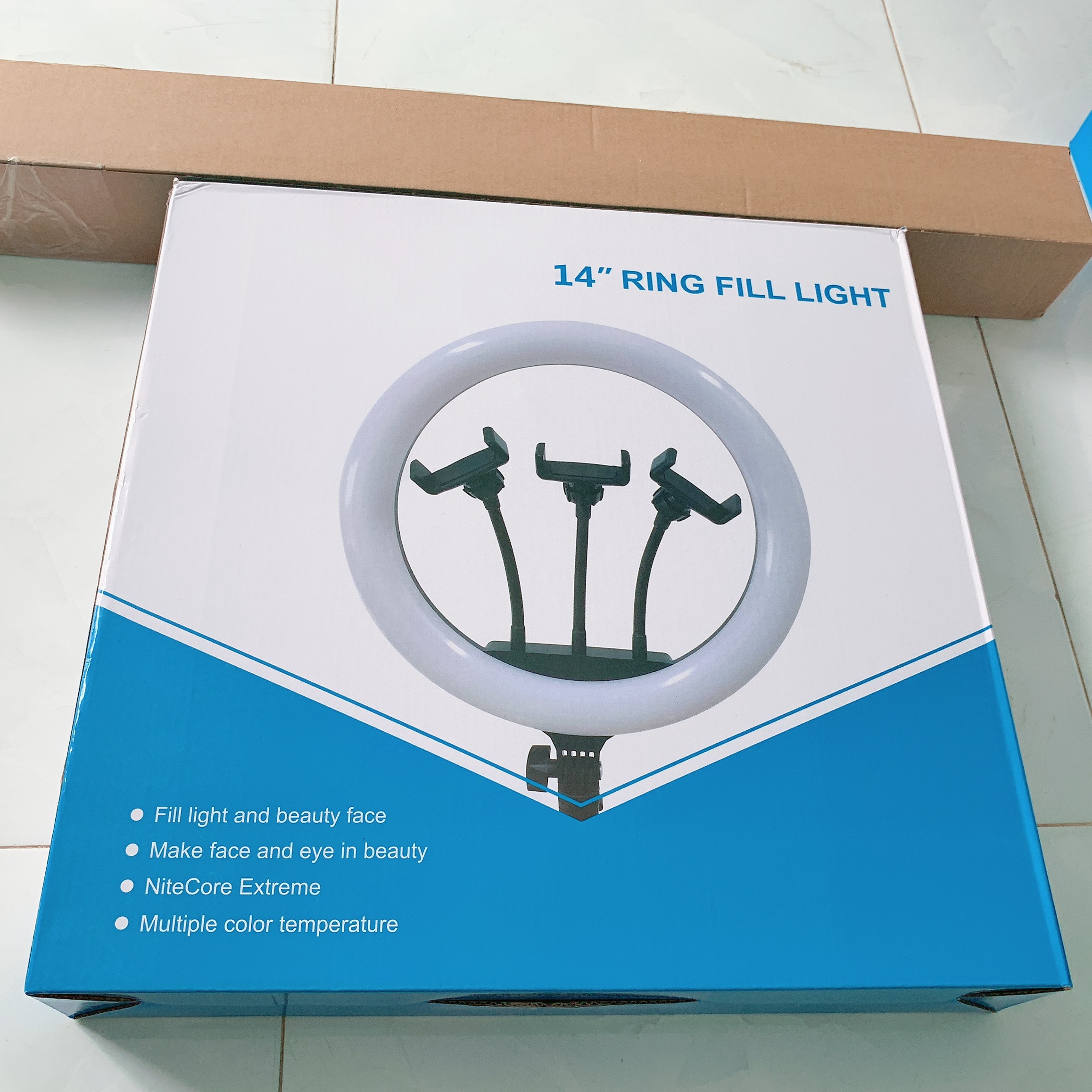Đèn Led Hổ Trợ LiveStream ,Trang Điểm 36cm- 3 Giá Đỡ Điện Thoại