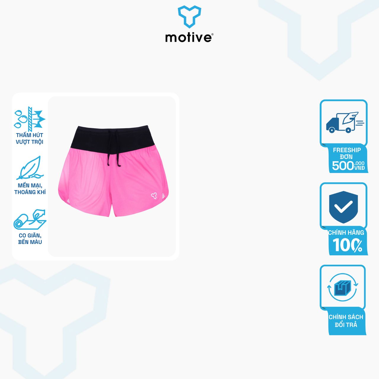Quần Short Thể Thao Chạy Bộ Nữ Đa Năng MOTIVE WM SHORT BELT - Màu Hồng/Trắng Loang