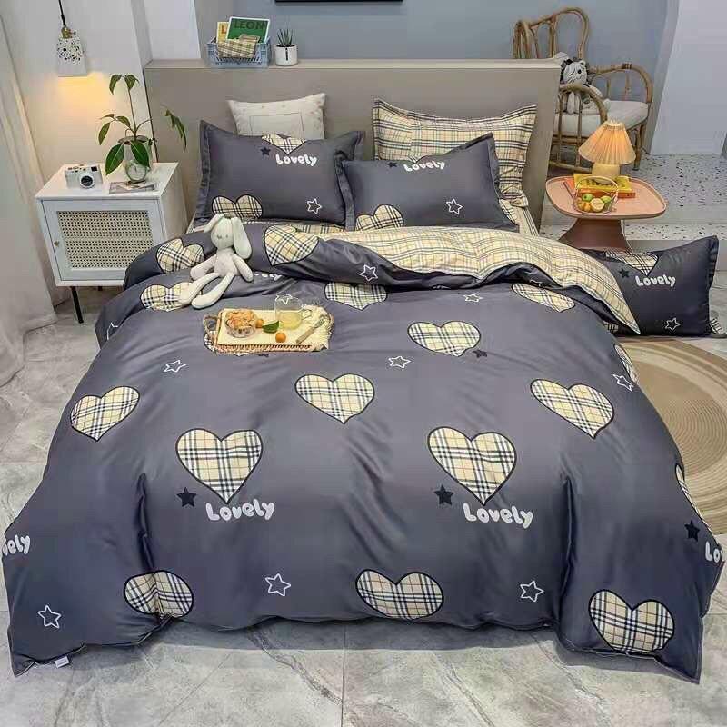 Bộ Chăn Ga Cotton Poly tim