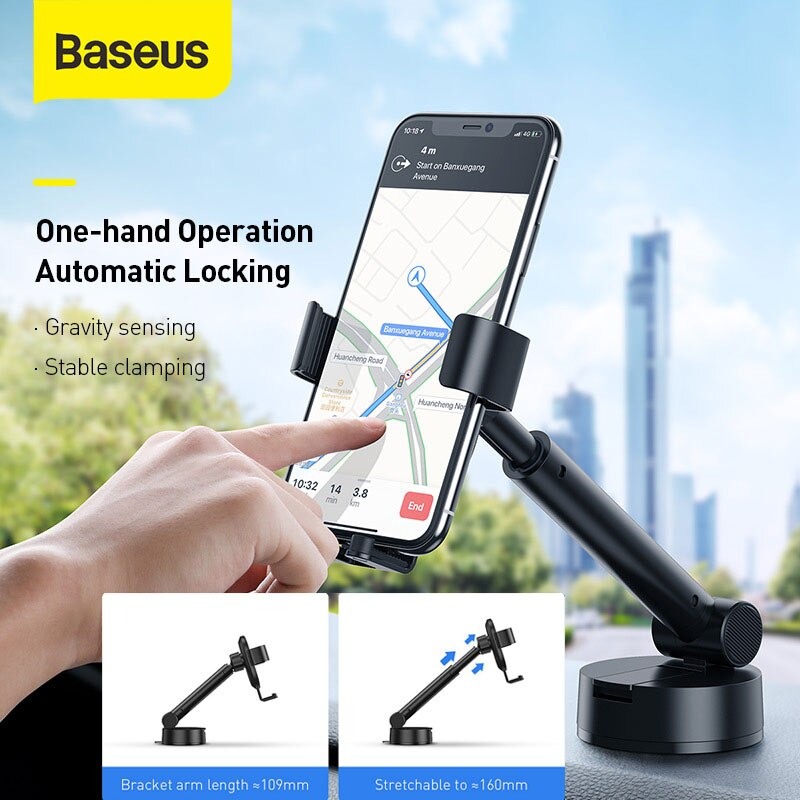 Bộ giá đỡ điện thoại trên xe hơi Baseus Simplism Gravity Car Mount Holder - Hàng Chính Hãng