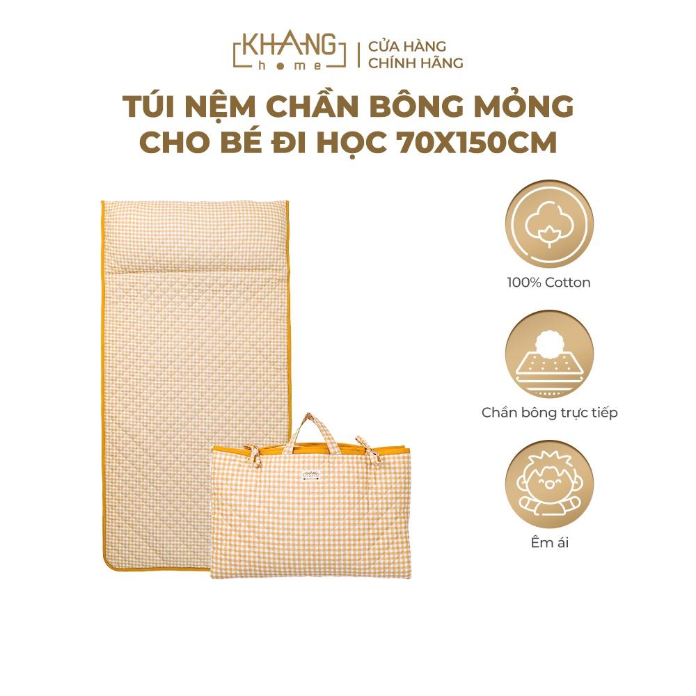 Túi Nệm Trẻ Em Khang Home Chần Bông Cho Bé Đi Học - Kèm Gối May Tiện Lợi, Gọn Nhẹ Size 70x150cm