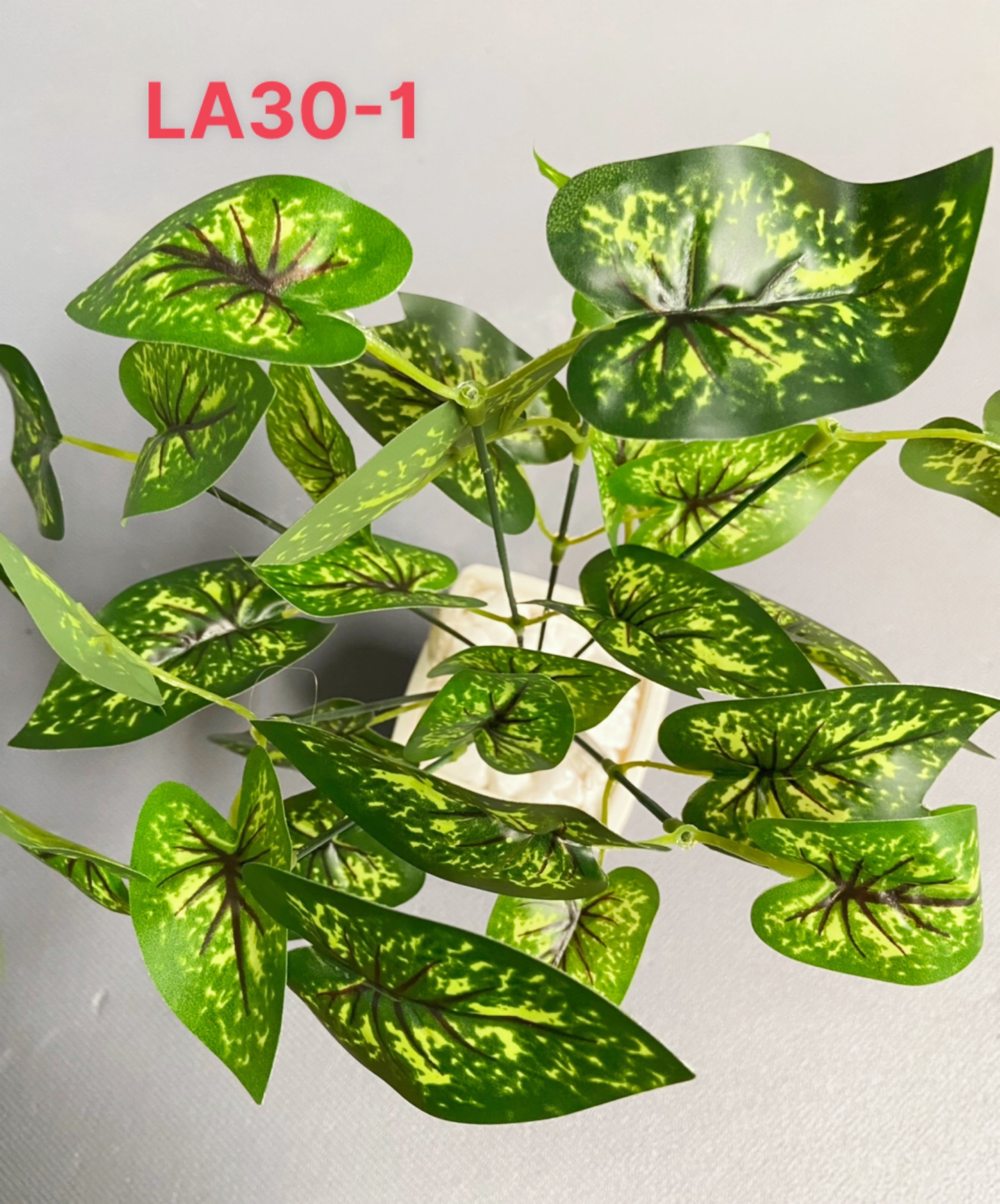 Cây giả trang trí, decor tường, phòng khách, văn phòng, cắm chậu, cao 25-30cm, 7 nhánh lá (chưa bao gồm chậu)
