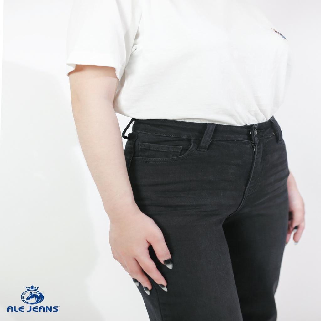 Quần Jeans Nữ Ống rộng  WWID002BK ALE JEANS - Đen nhũ may lai