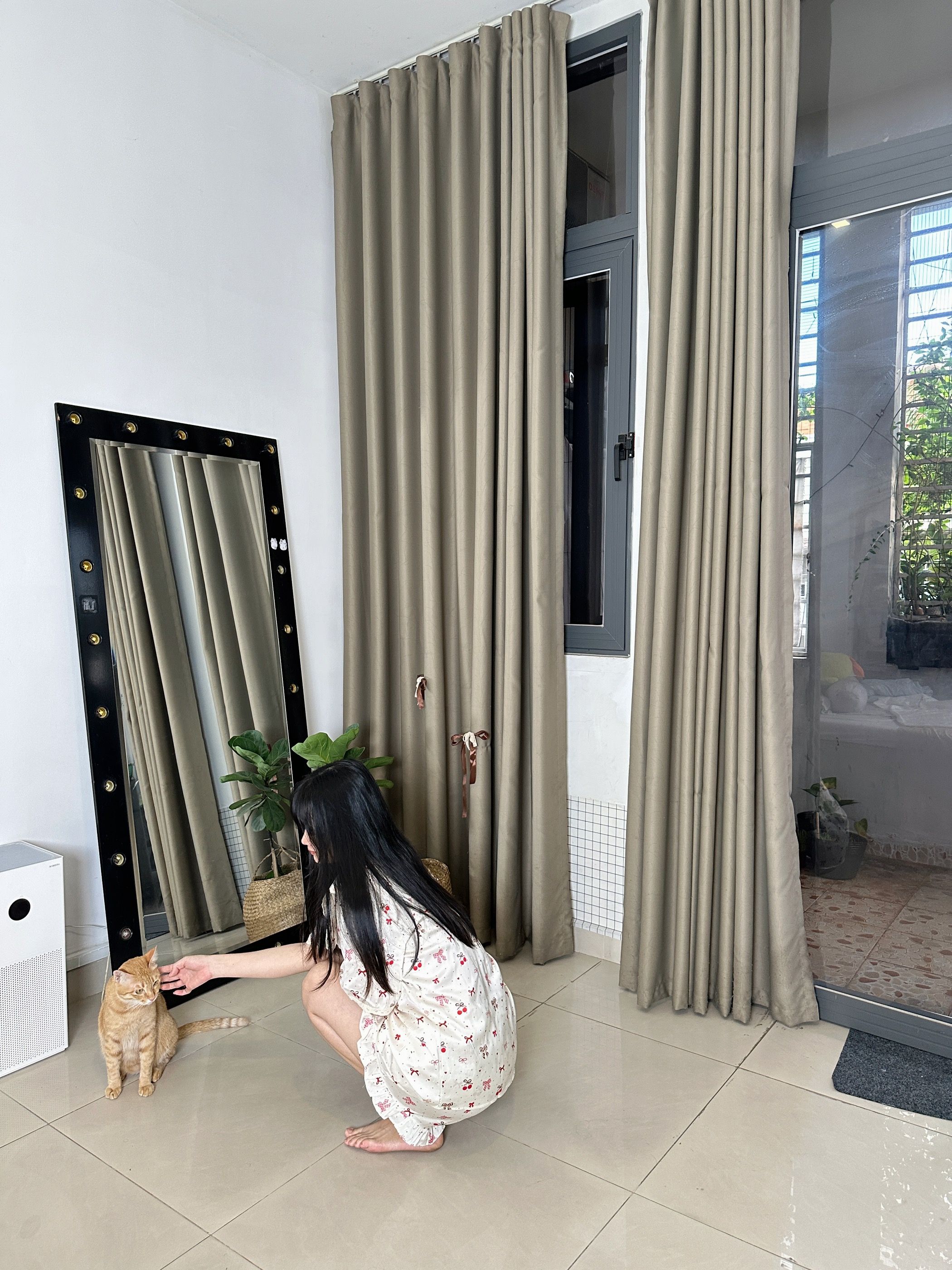 Bộ mặc nhà lụa latin hoạ tiết nơ xinh xắn, bộ ngủ mát mẻ thoải mái comfy, ở nhà vẫn xinh