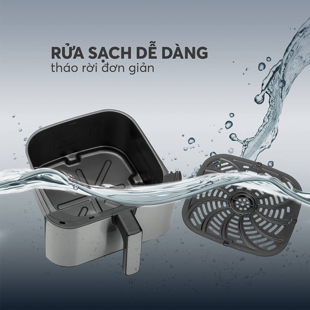 Nồi chiên không dầu Elmich 8.3L AFE-3951OL, công suất lớn 1800W – 2150W, làm chín thức ăn nhanh, chất liệu chống dính cao cấp, an toàn cho sức khỏe - Hàng chính hãng