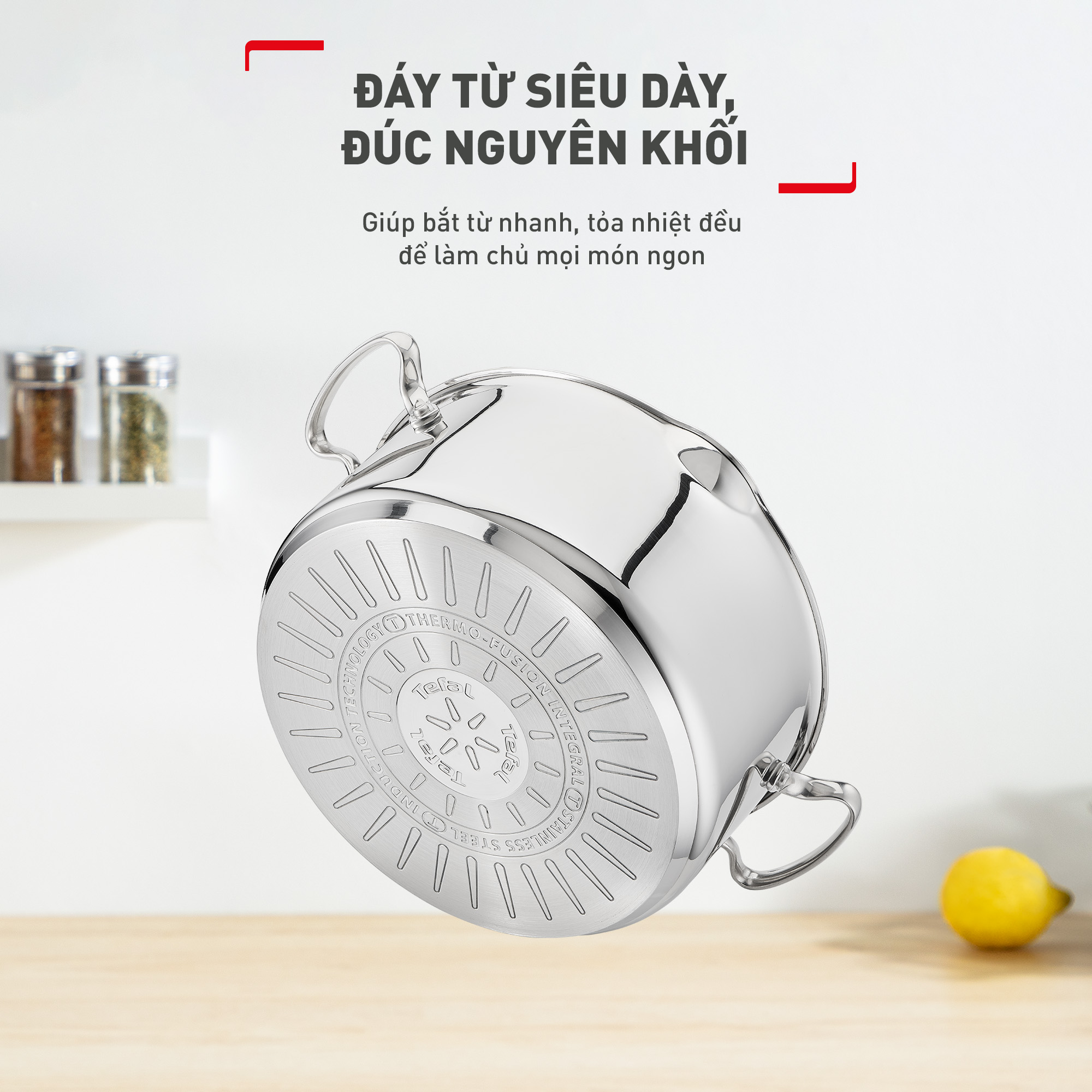 Bộ 3 nồi inox cao cấp Tefal Duetto Plus (Quánh 16cm - 1.4L, Nồi 20cm - 2.8L, Nồi 24cm - 4.9L) - Hàng chính hãng