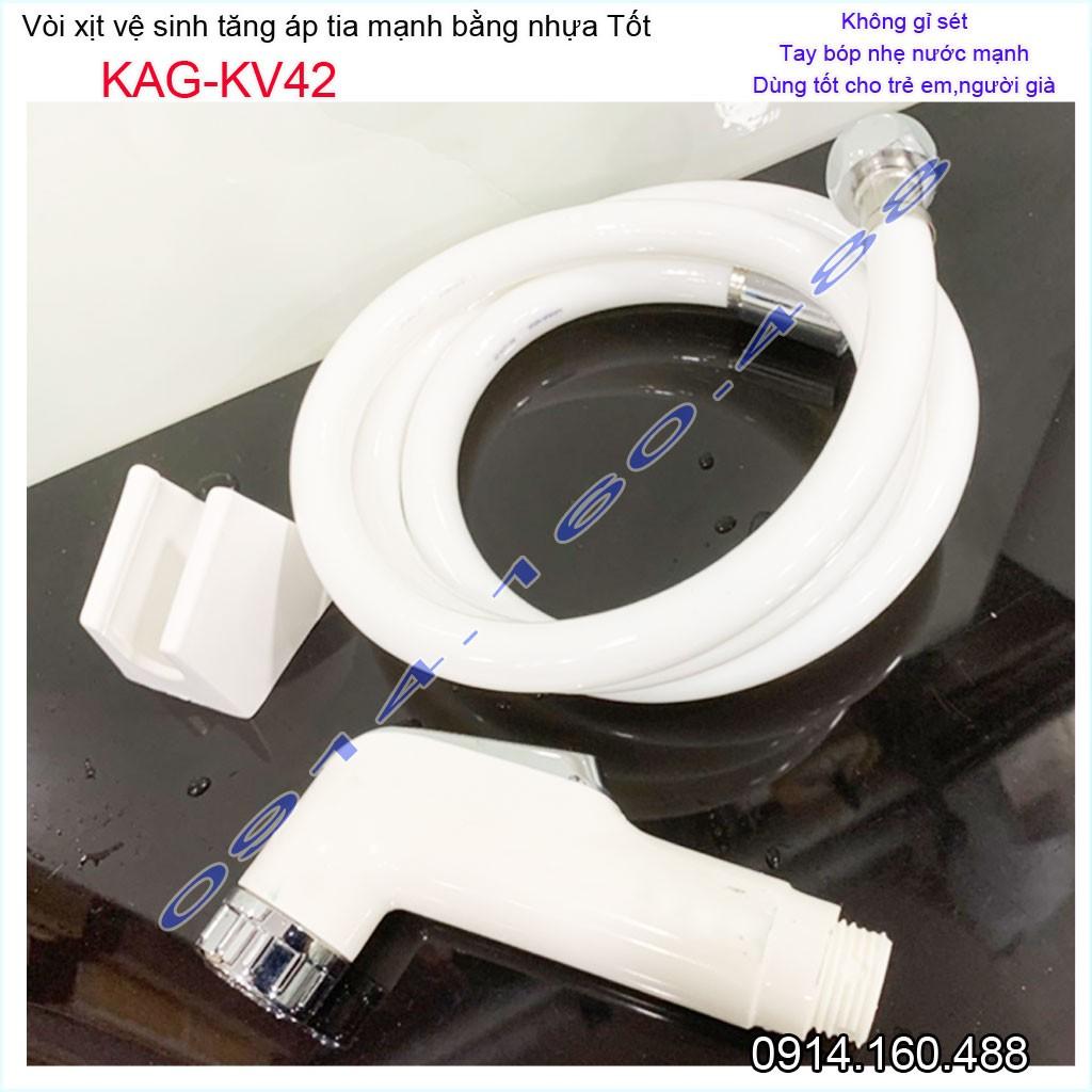 Vòi xịt vệ sinh KAG-KV42, vòi nhấn xịt nhựa màu trắng tia nước mạnh dễ sử dụng