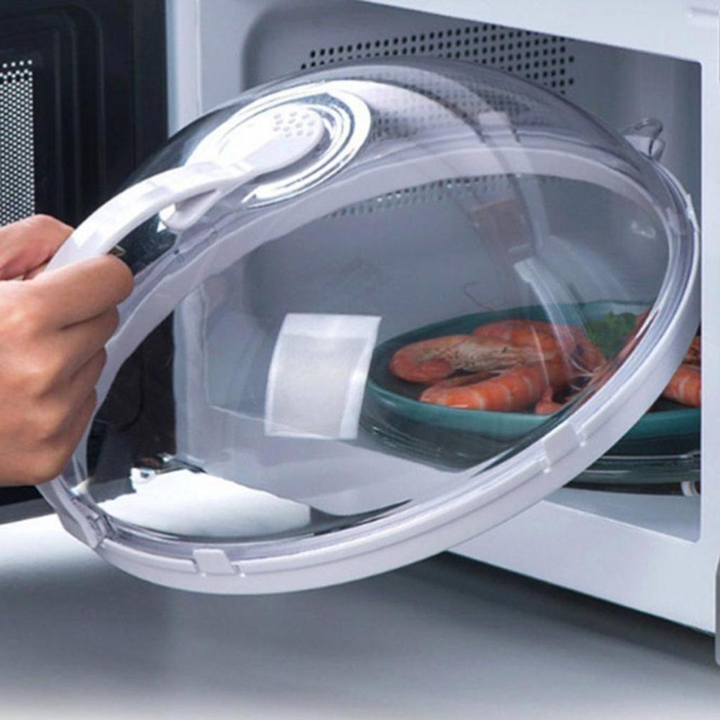 2 Pieces of Transparent Microwave Splatter Cover with Anti-spatter Handle