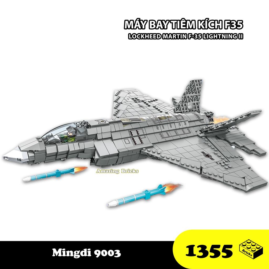 Đồ chơi Lắp Ráp May Bay Tàng hình Hoa Kỳ F-35, Mingdi 9003 Lightning II Lockheed Martin, Xếp hình thông minh