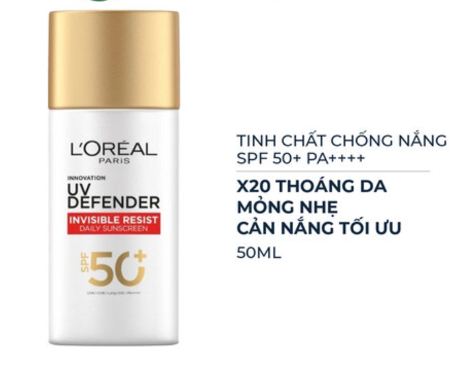 Kem Chống Nắng L'Oreal SPF50+ PA++++ 50ml - Mịn Nhẹ Nâng Tông UV Defender Bright &amp; Clear