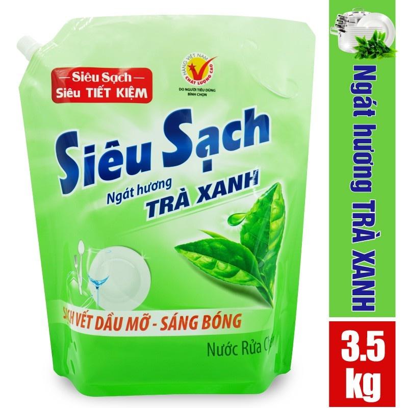 Nước Rửa Chén Siêu Sạch Ngát Hương Trà Xanh 3.5Kg/túi