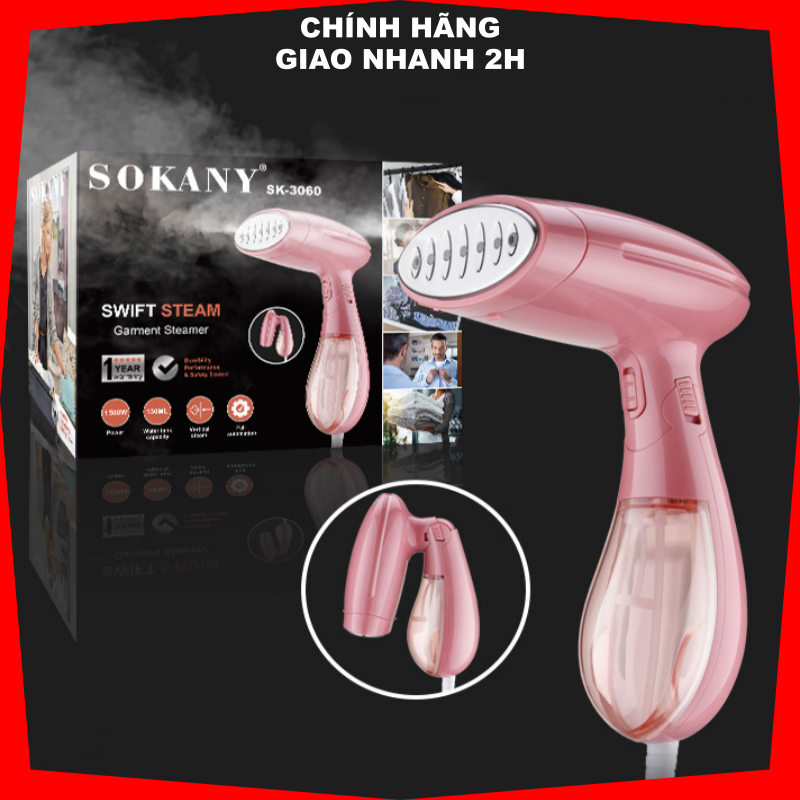 Bàn Ủi Hơi Nước Cầm Tay Sokany 3060 Có Thể Gấp Gọn - Hàng Chính Hãng