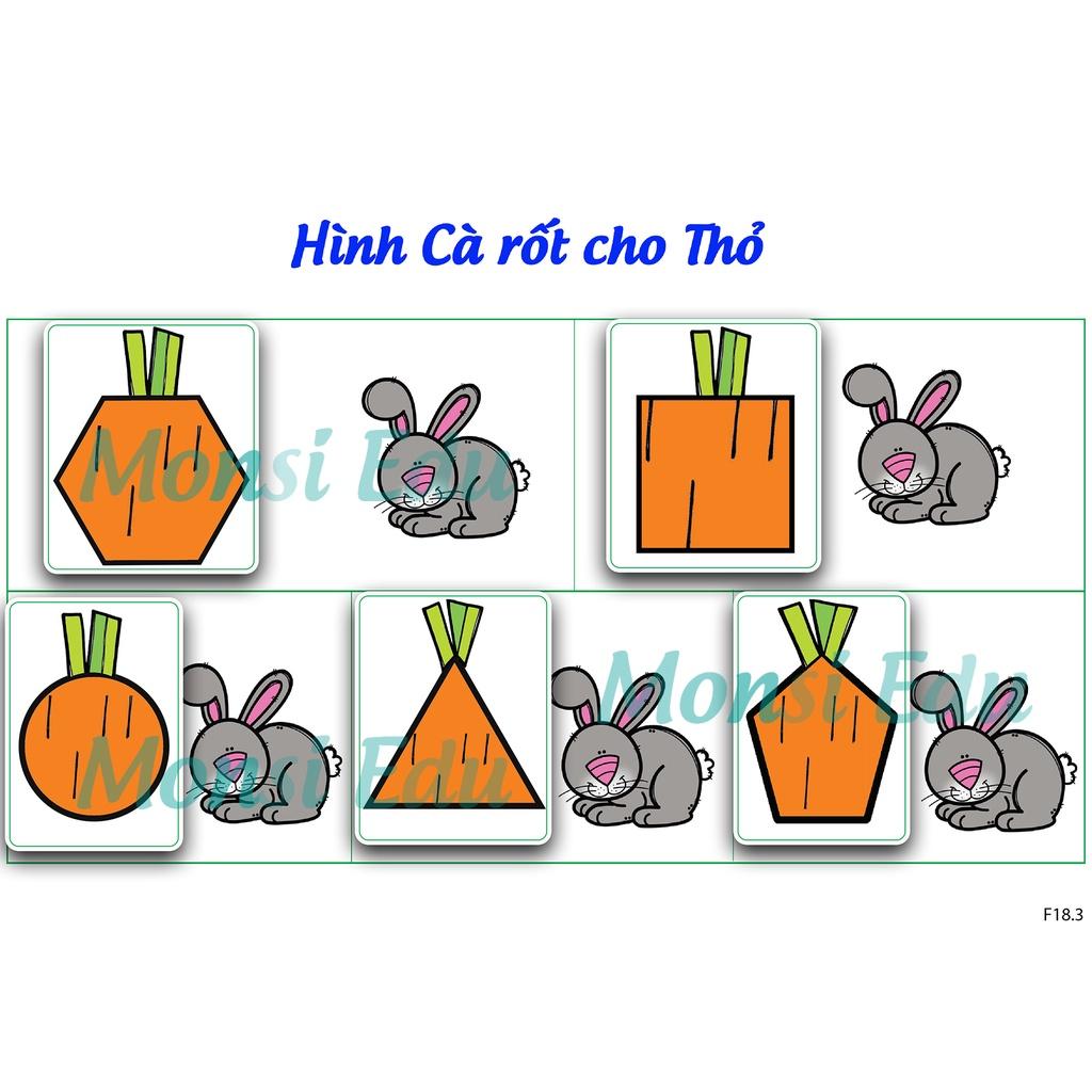 Montessori- Học Liệu Dính Dán Màu Sắc &amp; Hình Học- Matching Book(MonsiEdu)