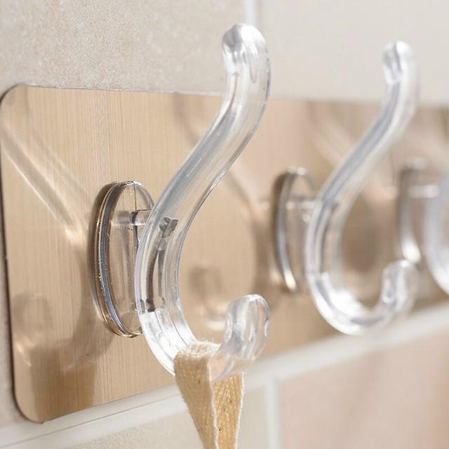 Sét 1-3 GIÁ TREO ĐỒ DÁN TƯỜNG 5 CHẤU MÓC TRONG SUỐT