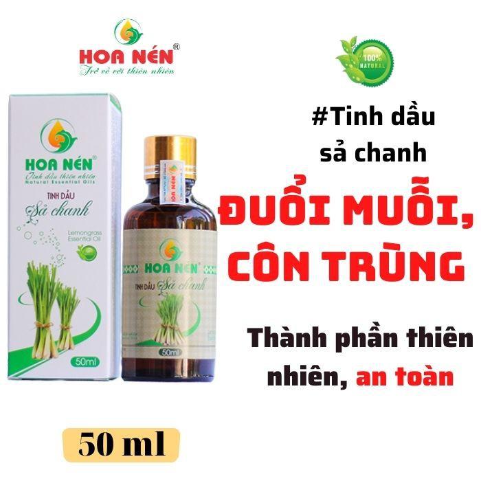 Tinh dầu Sả Chanh nguyên chất 50ml - Hoa Nén - Vegan - Đuổi muỗi, giải cảm, khử mùi