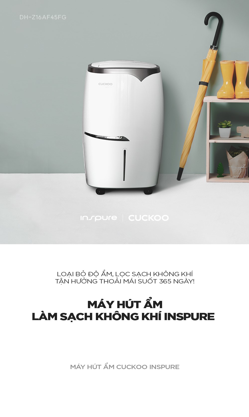 Máy Lọc Không Khí Hút Ẩm Cuckoo DH-Z16AF45FG-Hàng Chính Hãng