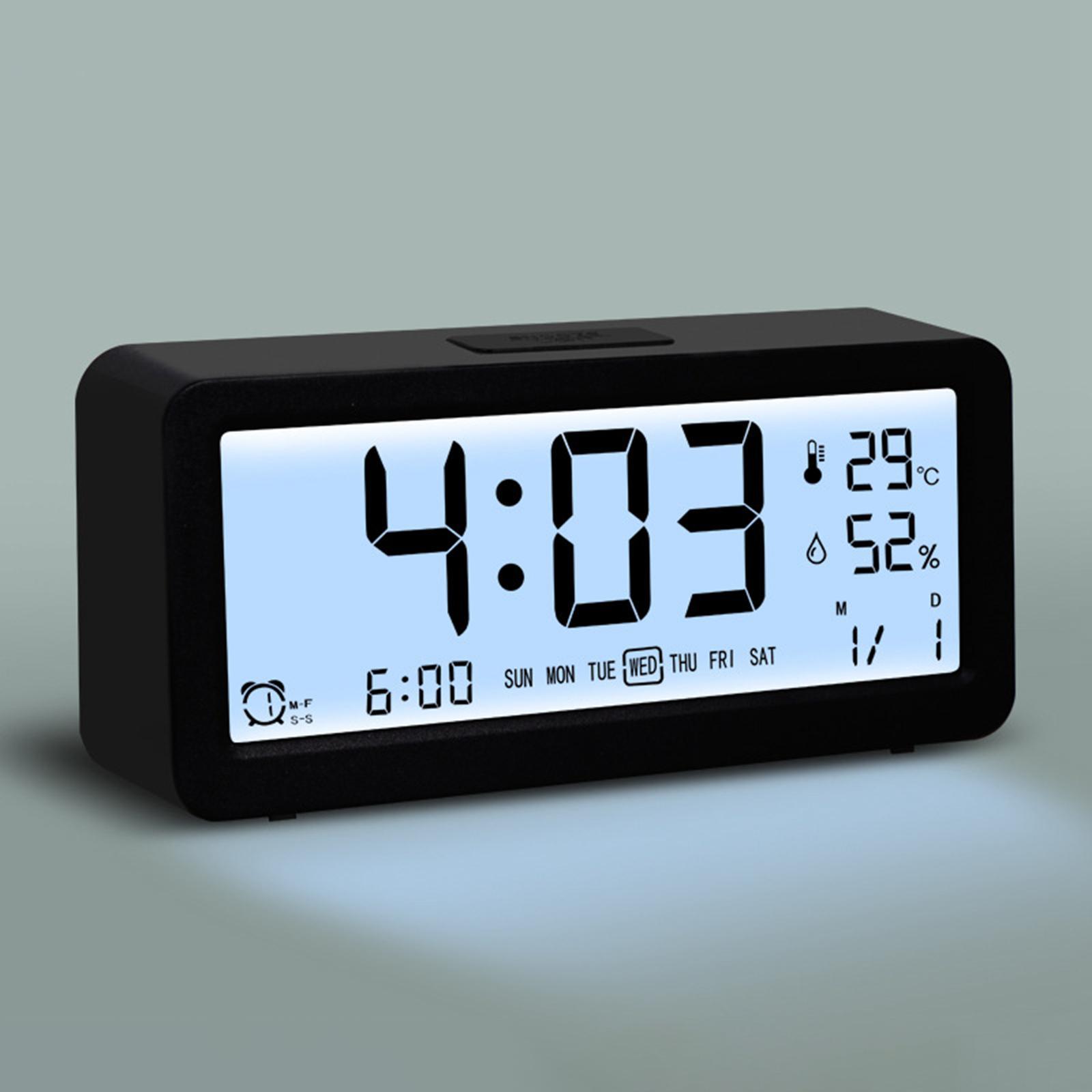 Digital Alarm Clock Temperature Humidity Display for Kids Tabletop Bedroom