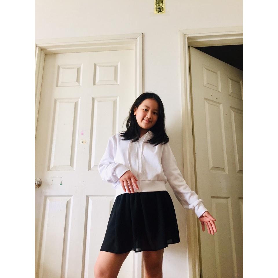 Áo khoác nữ CROPTOP có mũ và dây rút xuất dư Mỹ