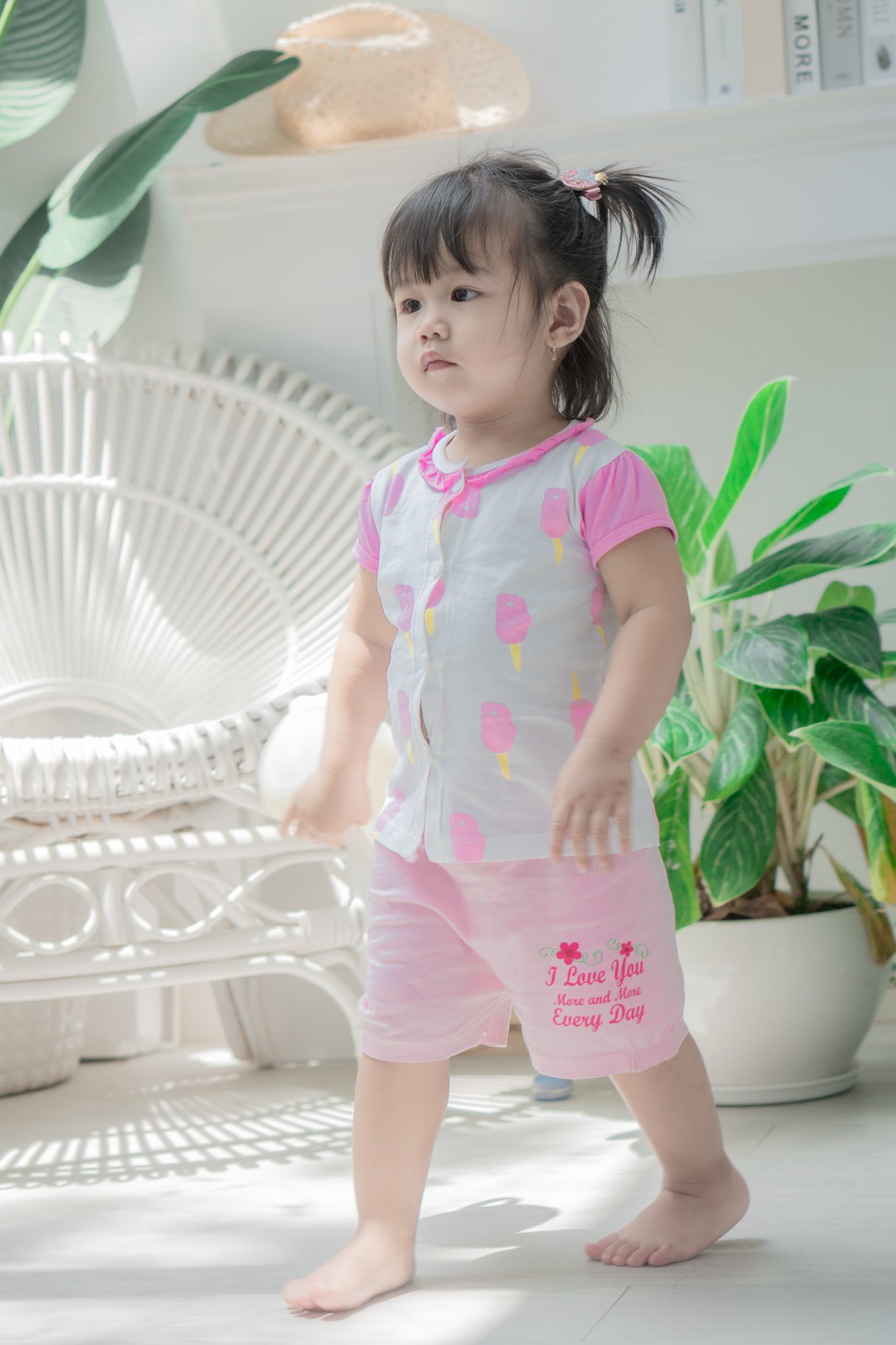 Bộ quần áo sơ sinh vải cotton mềm mát cho bé gái Kioo BG020