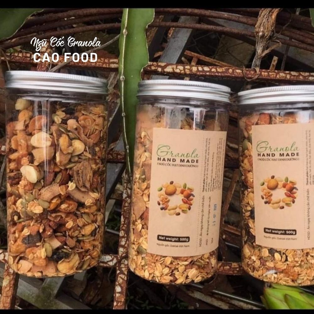 [500GR] Granola siêu hạt CAO FOOD - Ngũ cốc hạt nướng mật ong dinh dưỡng, healthy, keto, ăn kiêng, ăn chay,...