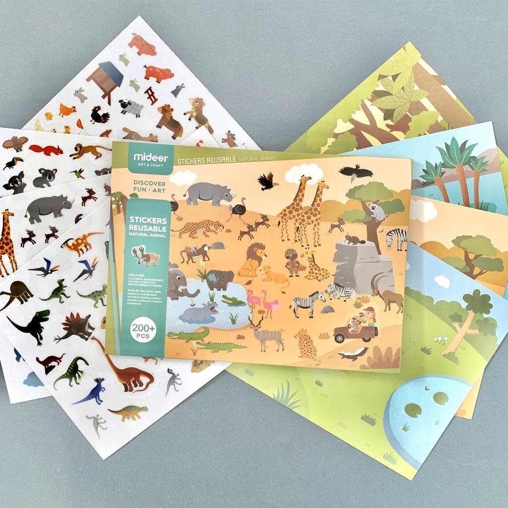 Sticker cho bé hình dán cute trong suốt dán nhiều lần Mideer Stickers Reusable, Sticker dán tường trang trí sổ