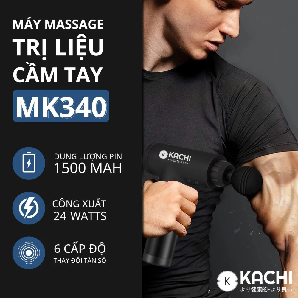 Máy massage trị liệu cầm tay không dây Kachi MK340 giảm đau nhức giảm căng cơ - Hỗ Trợ Mát Xa Chuyên Sâu, Giảm Đau Cơ, Cứng Khớp