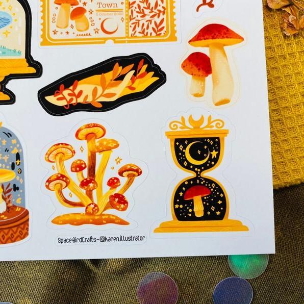 Sticker sheet mushroom dream - chuyên dán, trang trí sổ nhật kí, sổ tay | Bullet journal sticker - unim061