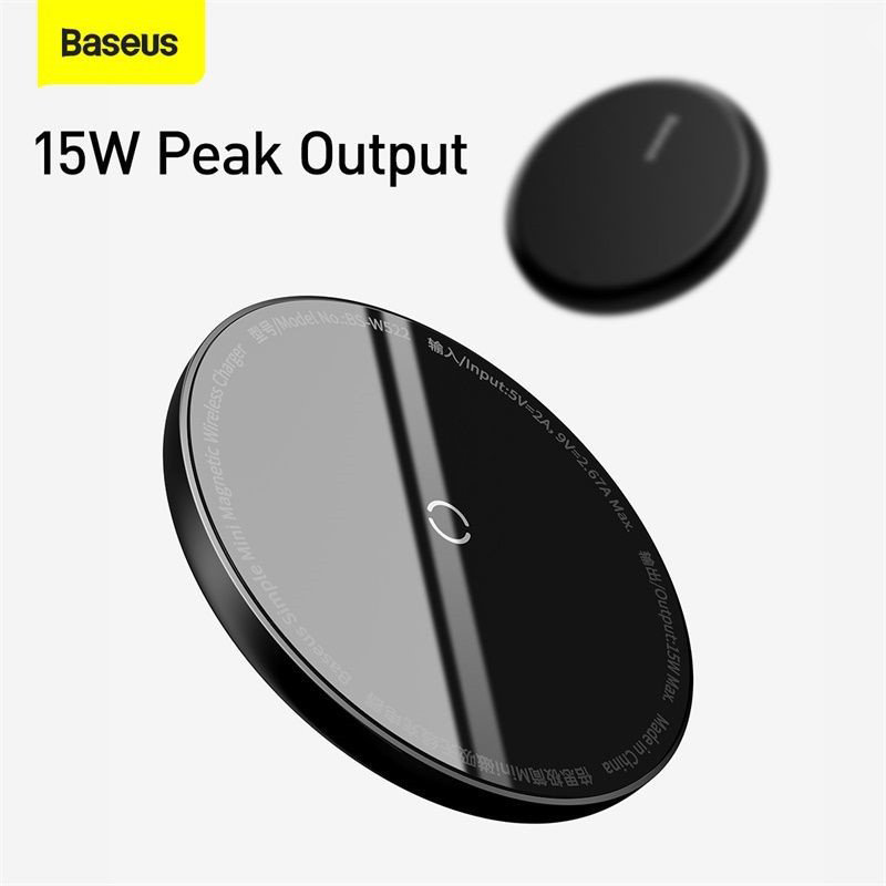 Đế sạc không dây nam châm Baseus Simple Mini Magnetic Wireless Charger dùng cho iPhone 12 Series - Hàng chính hãng