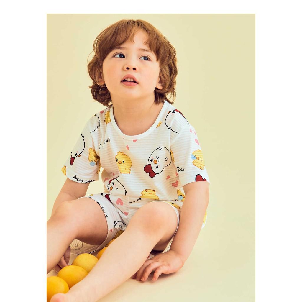 BỘ NGẮN CAO CẤP CHO BÉ NỘI ĐỊA HÀN, CHẤT COTTON GIẤY ORGANIC, MẪU CON GÀ