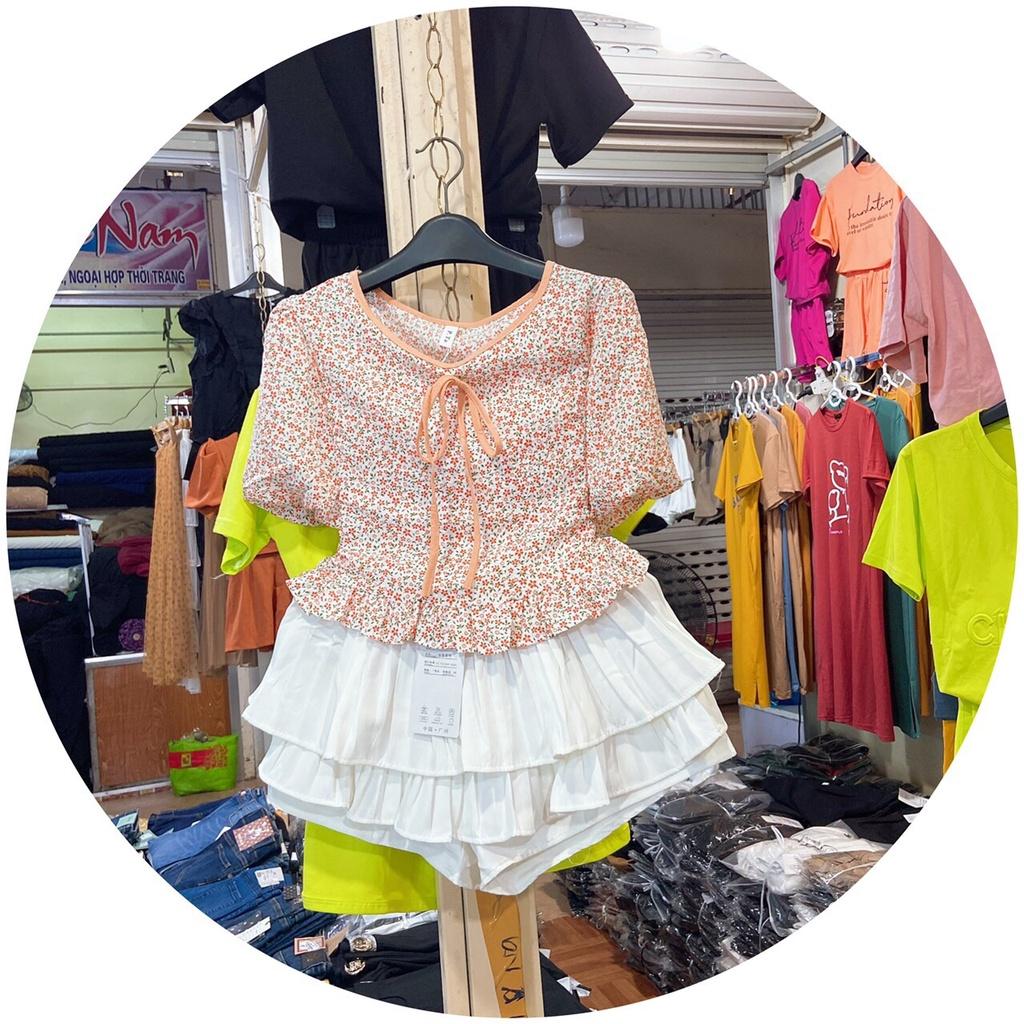 Áo babydoll xinh xắn cá tính với hoạ tiết hoa nhí vải mát Thời trang Nữ MTShop Vinh