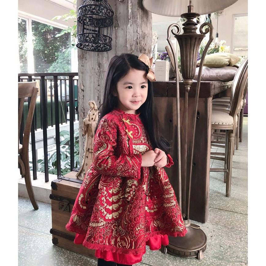 Váy đầm công chúa đỏ Tết bé gái