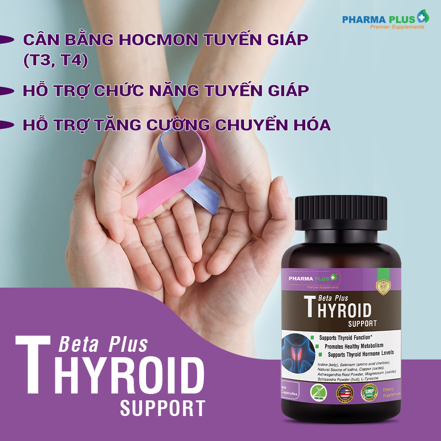 Viên Uống Hỗ Trợ Tuyến Giáp | Pharma Plus Beta Plus Thyroid Support - Lọ 60V