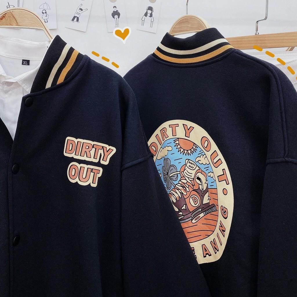 Áo khoác Bomber Jacket Dirty O.U.T - Chất nỉ ngoại xịn xò - Phong Cách Hàn Quốc