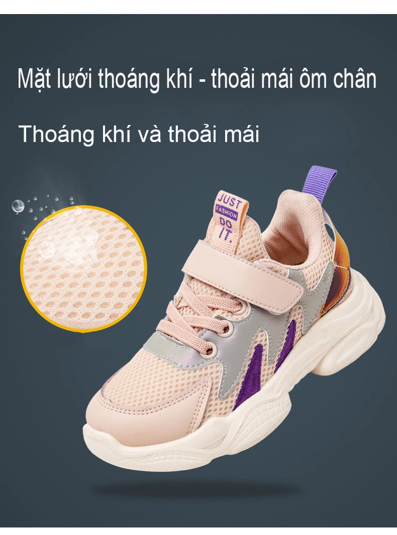 Giày thể thao trẻ em nam nữ dệt kim giày lưới phong cách Hàn Quốc H9580