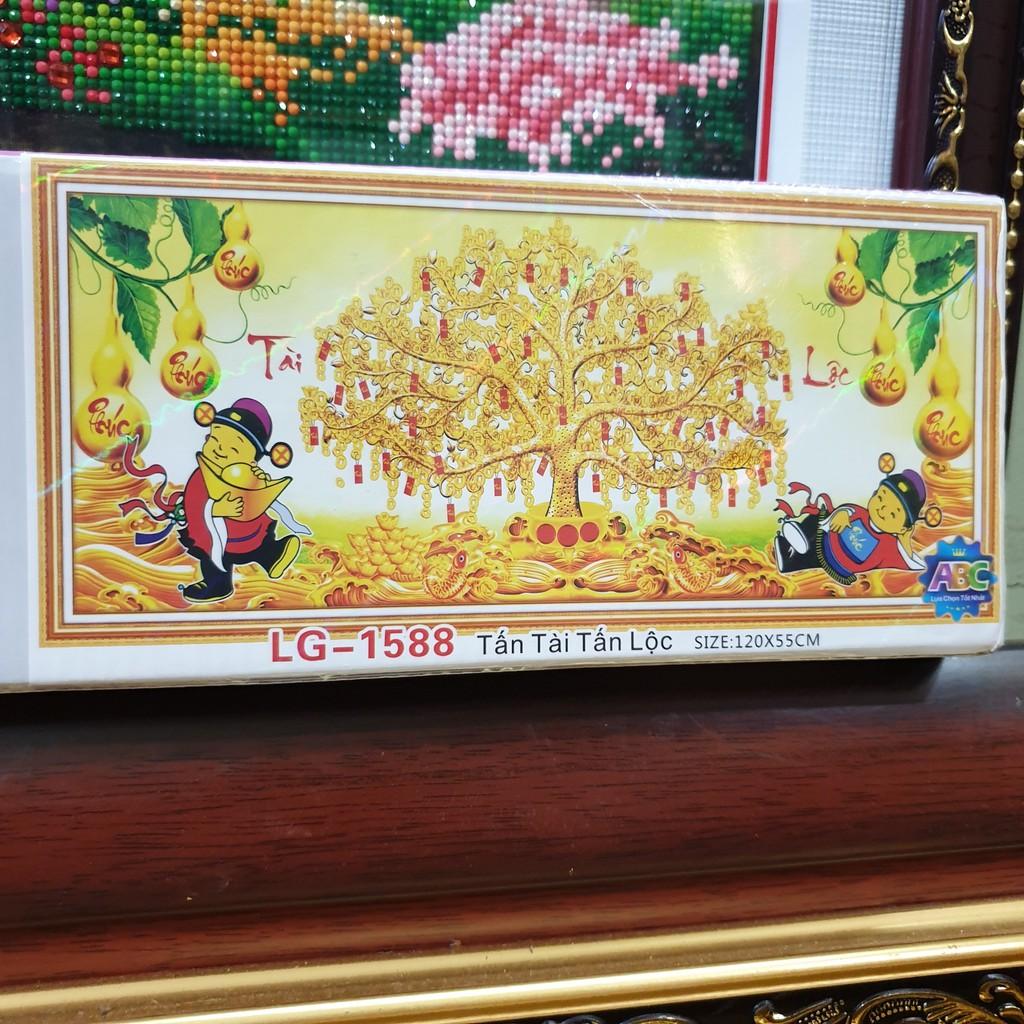 Tranh Đính Đá CÂY TIỀN TẤN TÀI TẤN LỘC . Kích Thước: 1m2 x 50cm