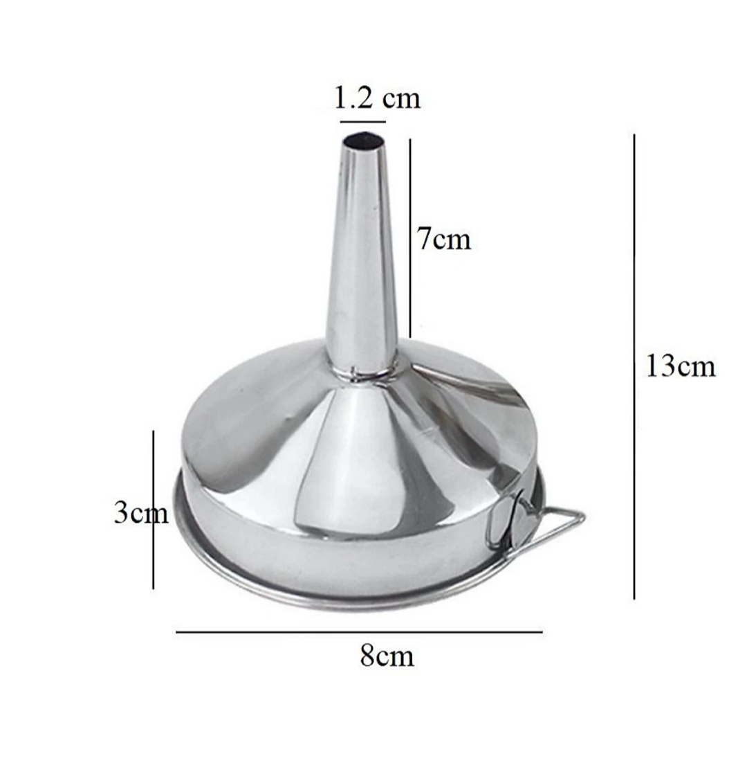 Phễu Inox rót chất lỏng chuyên dùng cho nhà bếp có móc cầm tay tiện lợi đường kính 8cm / 10cm