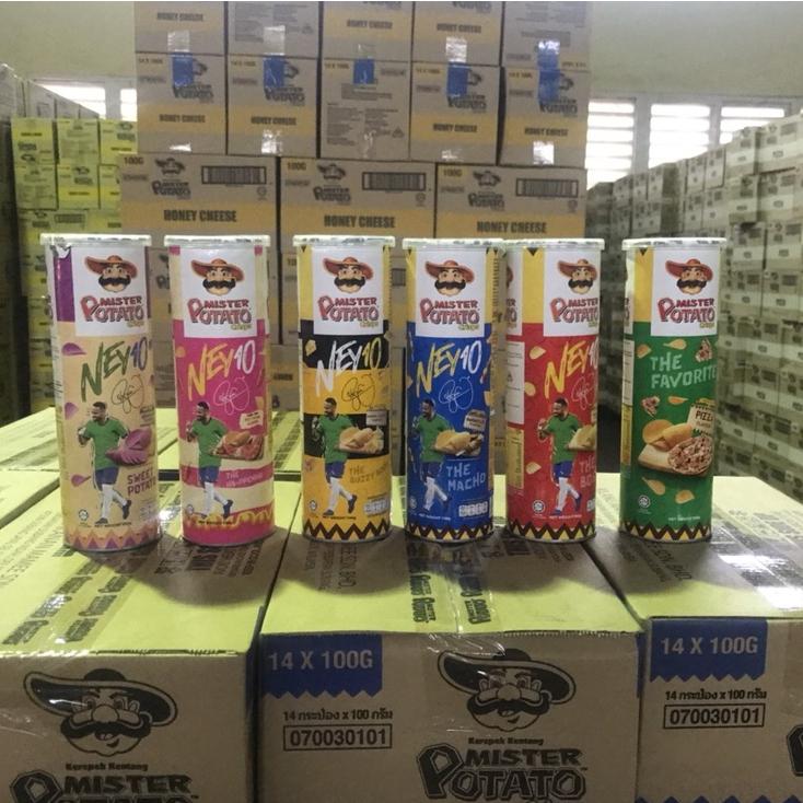 Bimbim khoai tây chiên dạng lát Mister Potato hộp có hình Neymar đủ vị 100g An Gia Sweets &amp; Snacks