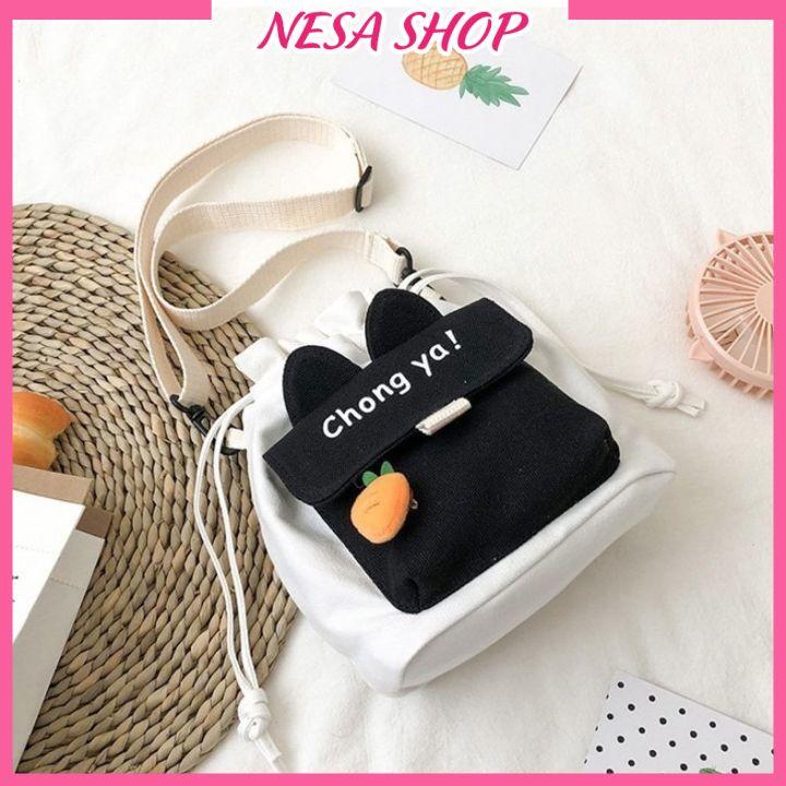 Túi đeo chéo nữ ChongYa vải canvas dây rút lạ mắt, Túi đeo chéo mini đeo đi chơi, đi du lịch NeSa Shop